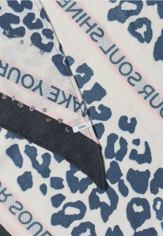 Foulard triangulaire à motif léopard dark navy blue