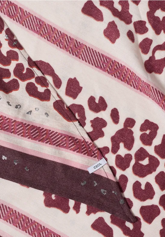 Foulard triangulaire à motif léopard berry red