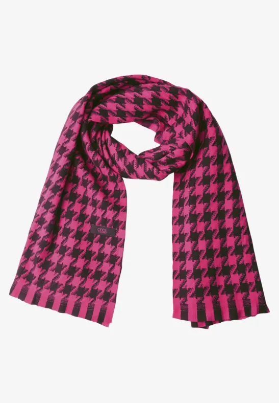 Kuscheliger Schal mit Fransen und Muster pink flash