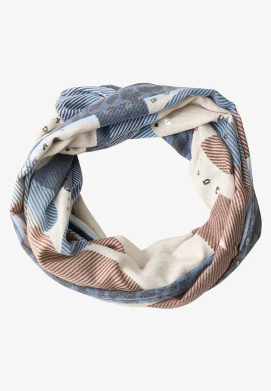 Écharpe Loop avec mélange de motifs et détails métallisés dark navy blue