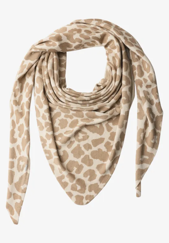 Driehoekige sjaal met luipaardprint powder beige