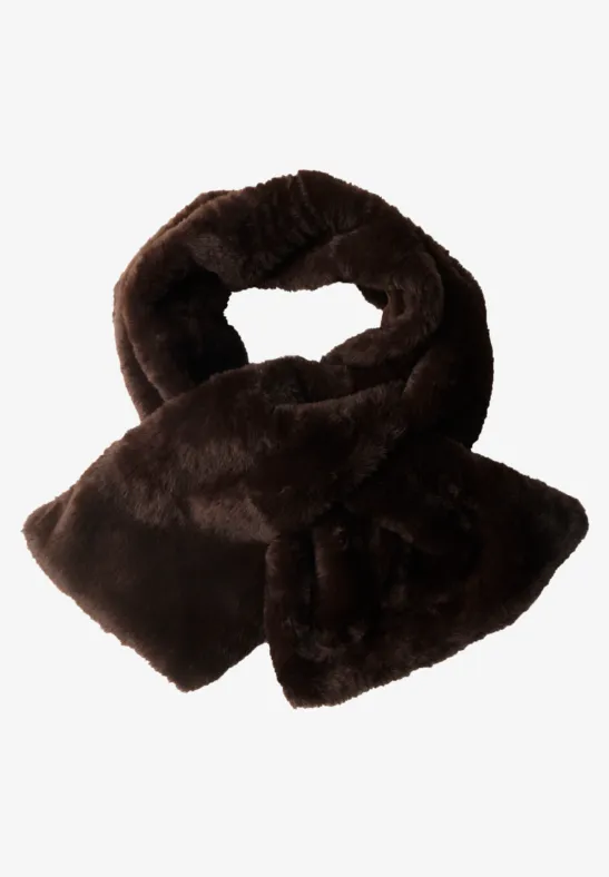 Fake Fur Schal in Unifarbe chocolate sauce brown
