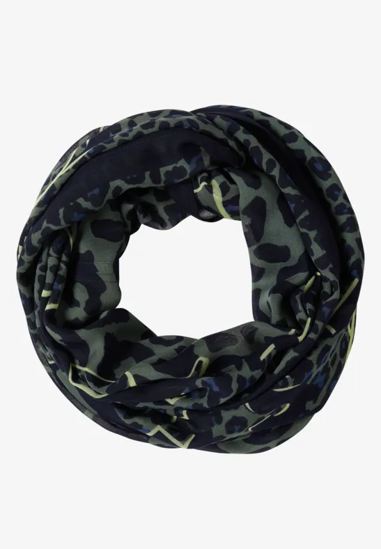 Écharpe Loop à motif léopard dried olive green