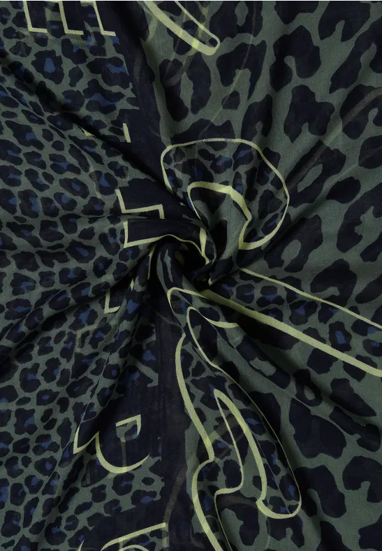 Écharpe Loop à motif léopard dried olive green