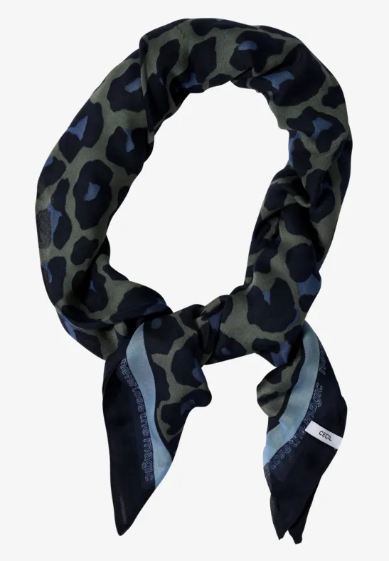Driehoekige sjaal met luipaardprint dried olive green