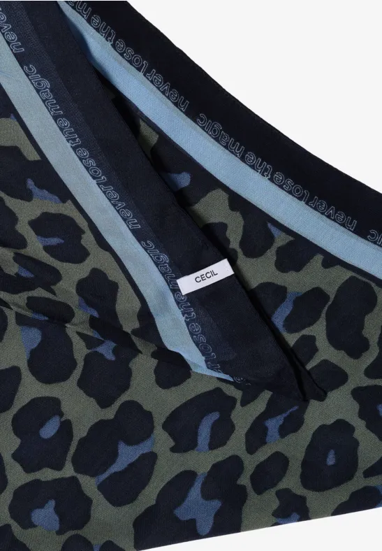 Driehoekige sjaal met luipaardprint dried olive green
