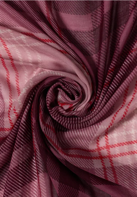 Szalik w kratkę z haftem velvet rose