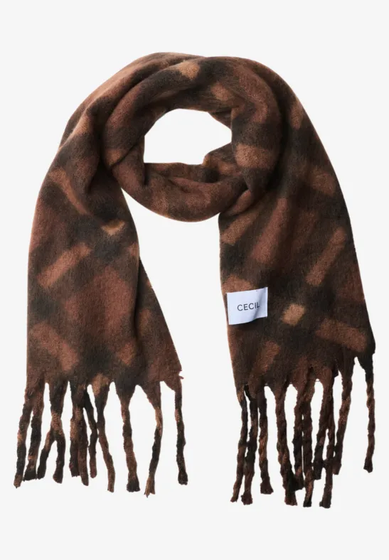 Écharpe délavée à franges mocha brown