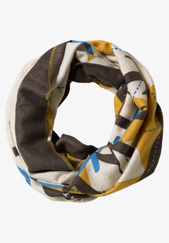 Loop-Schal mit Wording und Argyle-Muster Coffee beige melange