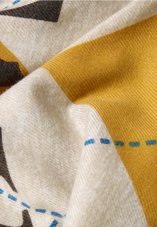 Loop-Schal mit Wording und Argyle-Muster Coffee beige melange