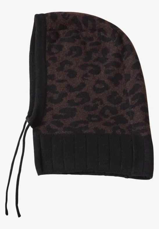 Bivakmuts met luipaardprint truffle brown