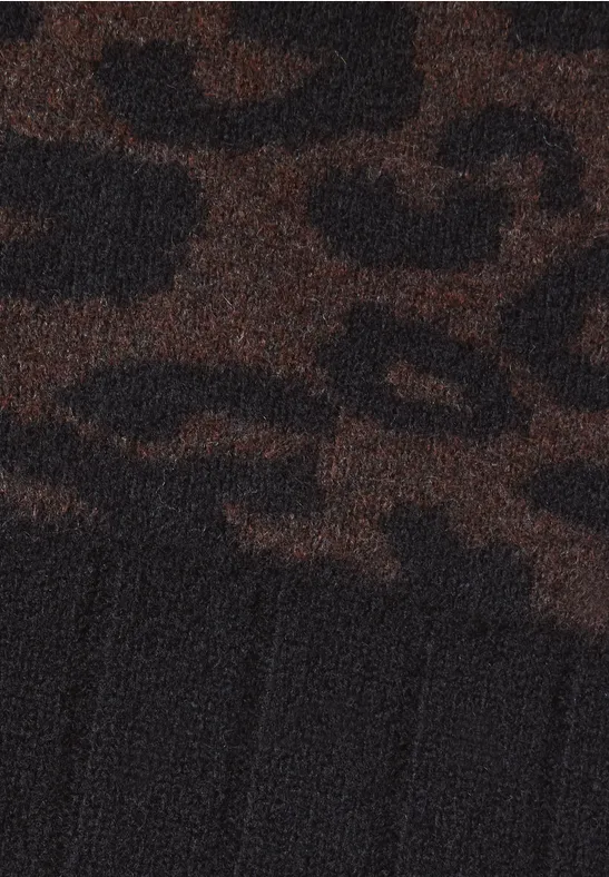 Bivakmuts met luipaardprint truffle brown