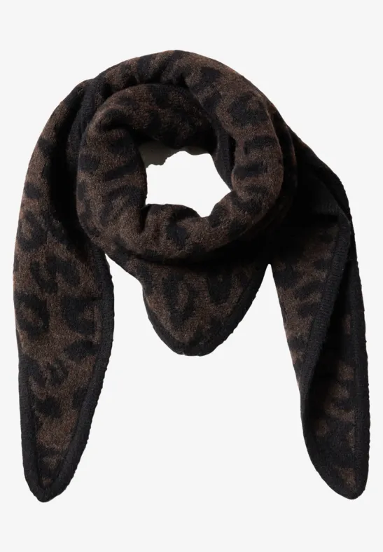Dreieckstuch mit Leo-Muster truffle brown