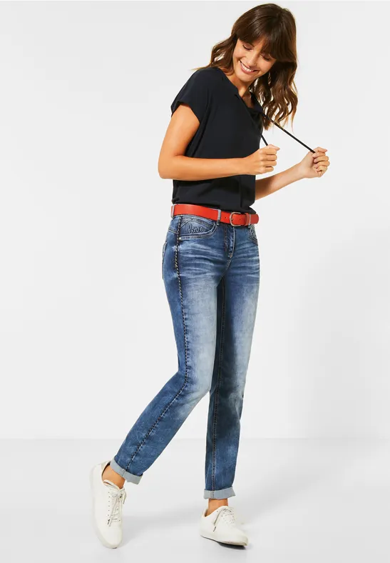 Ceinture basique en vrai cuir funky orange