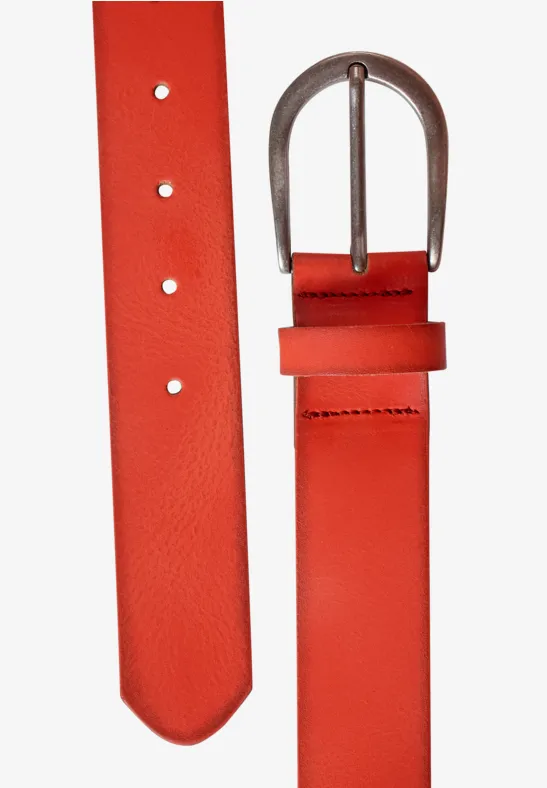 Ceinture basique en vrai cuir funky orange
