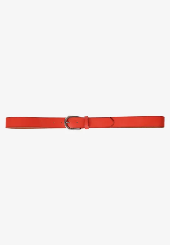 Ceinture basique en vrai cuir funky orange