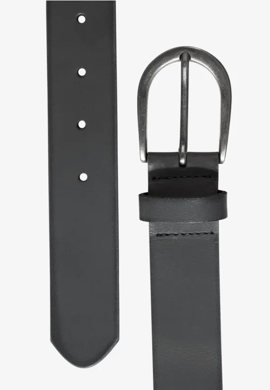 Basic riem van echt leer carbon grey leather