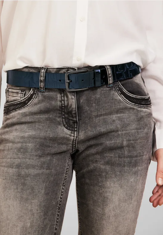 Ceinture en cuir shiny deep blue