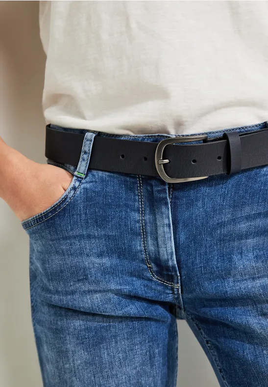 Basic Ledergürtel navy blue