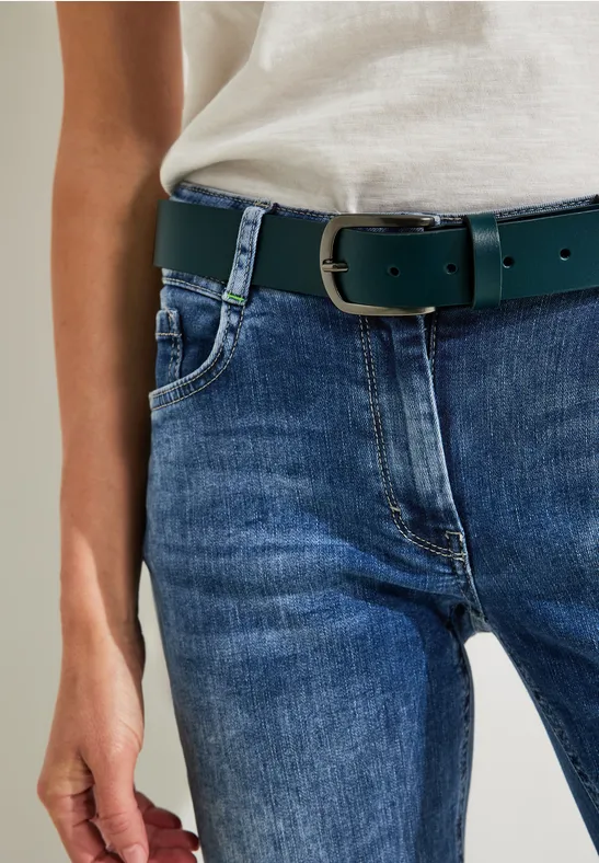 Basic leren riem botanical green