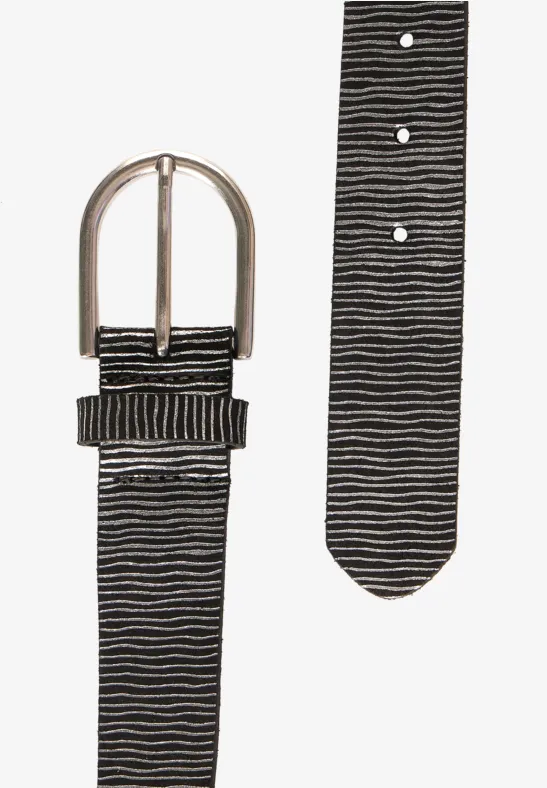 Ledergürtel mit Folienprint black foil