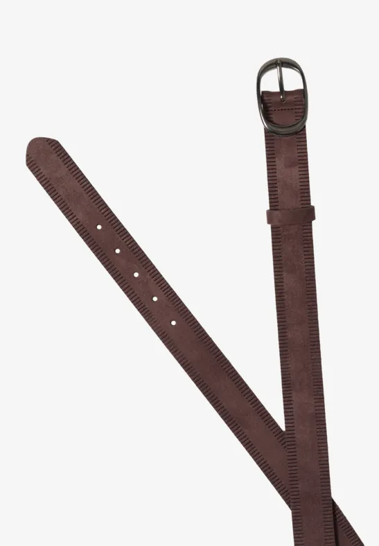 Gürtel mit Streifenmuster Suede Brown