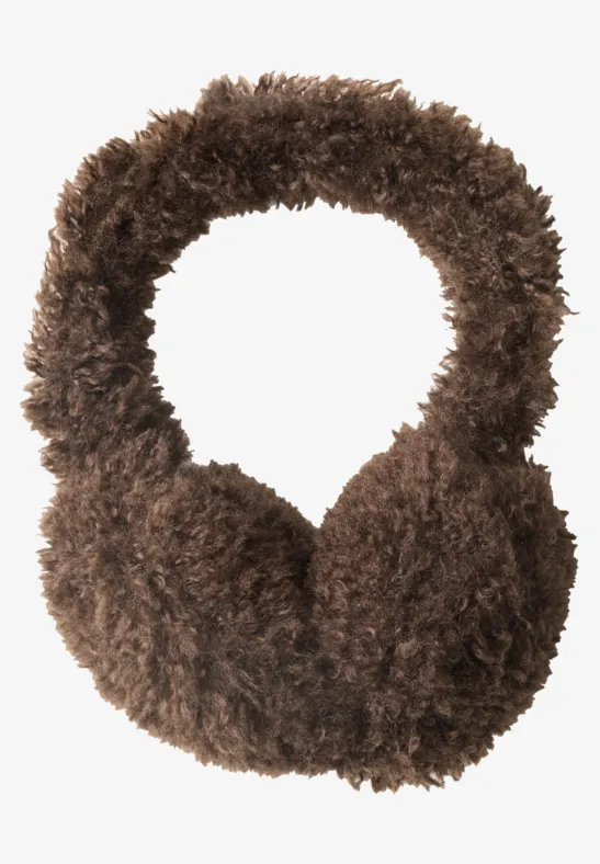 Zachte teddy-oorwarmers chocolate sauce brown