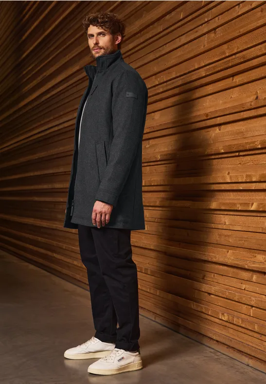 Jas met wol dark anthracite melange