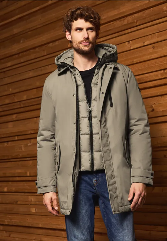 Jas met gevoerde inleg warm rock brown