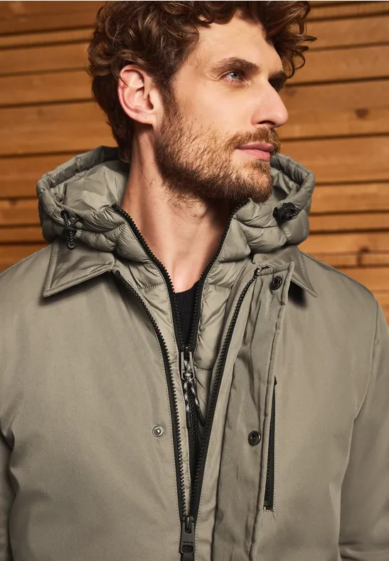 Jas met gevoerde inleg warm rock brown