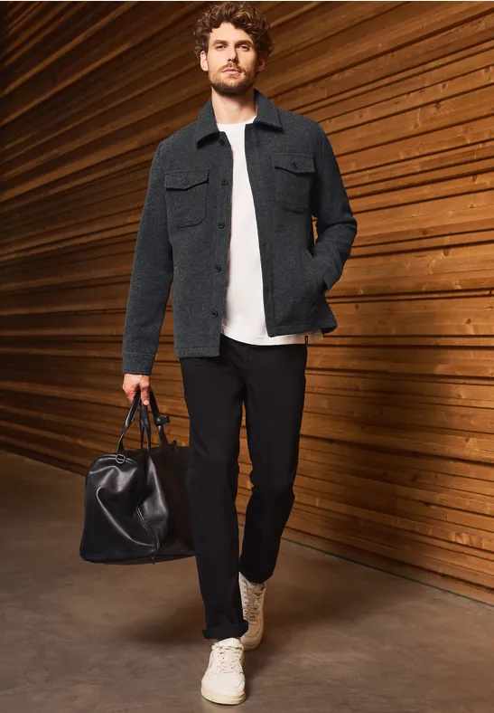 Overshirt mit Wollanteil ash grey melange