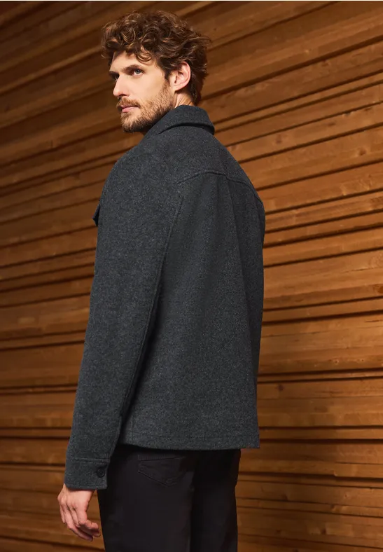 Overshirt mit Wollanteil ash grey melange