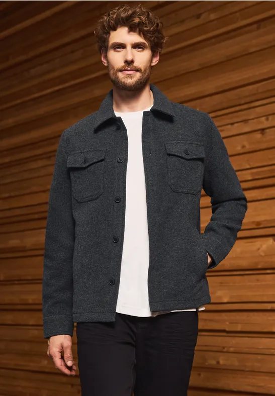 Overshirt mit Wollanteil ash grey melange