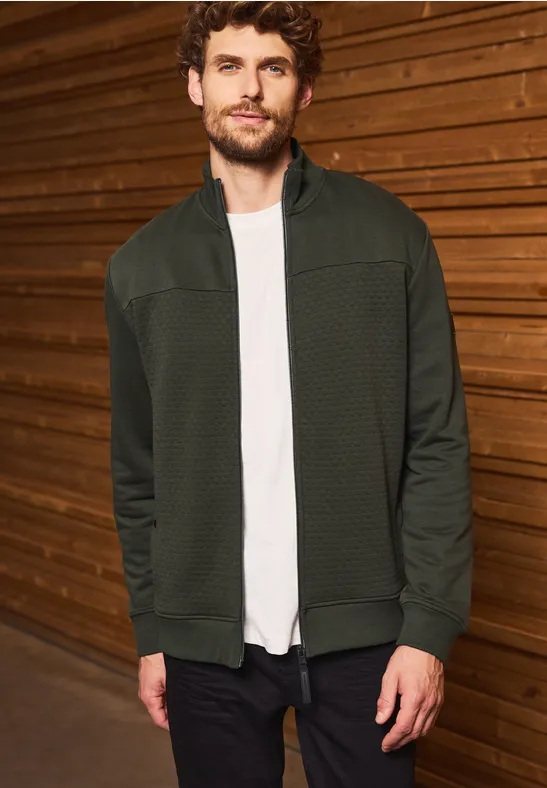 Jas met 3D-structuur dark olive green