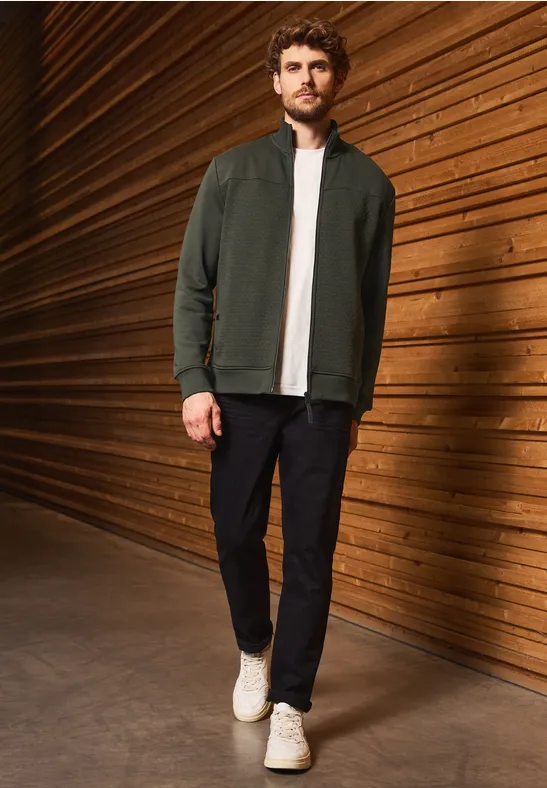 Jas met 3D-structuur dark olive green