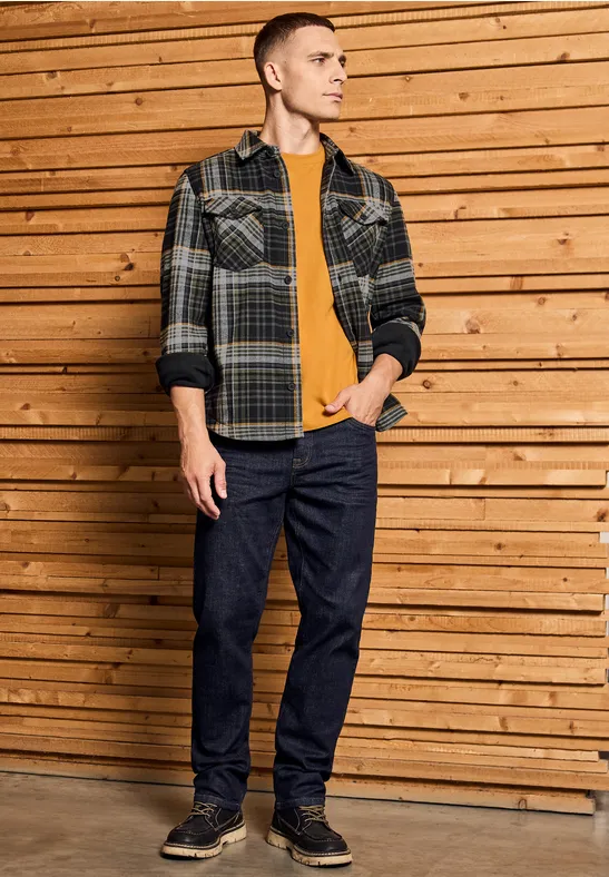 Kariertes Overshirt basic black