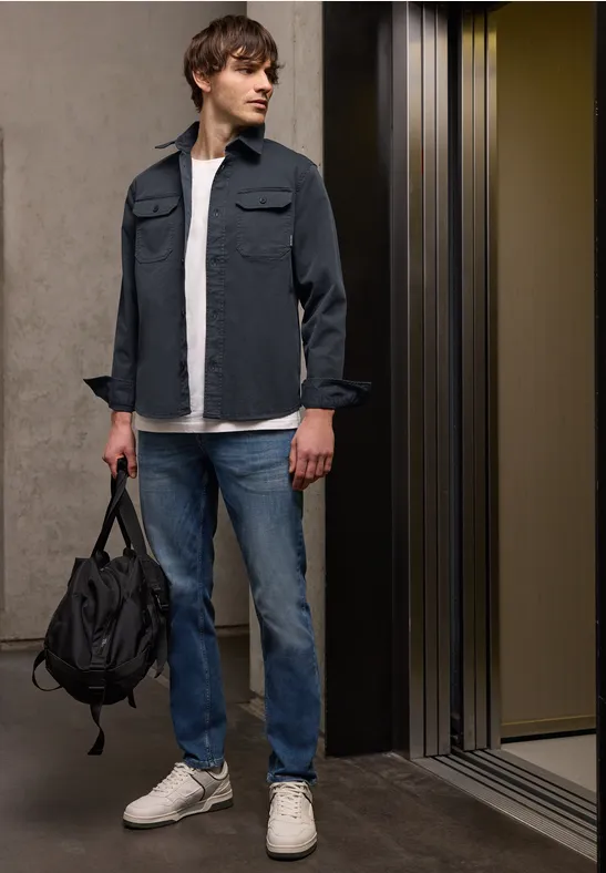 Overhemd geverfd dark ink blue