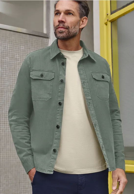 Overhemd geverfd dusty mint