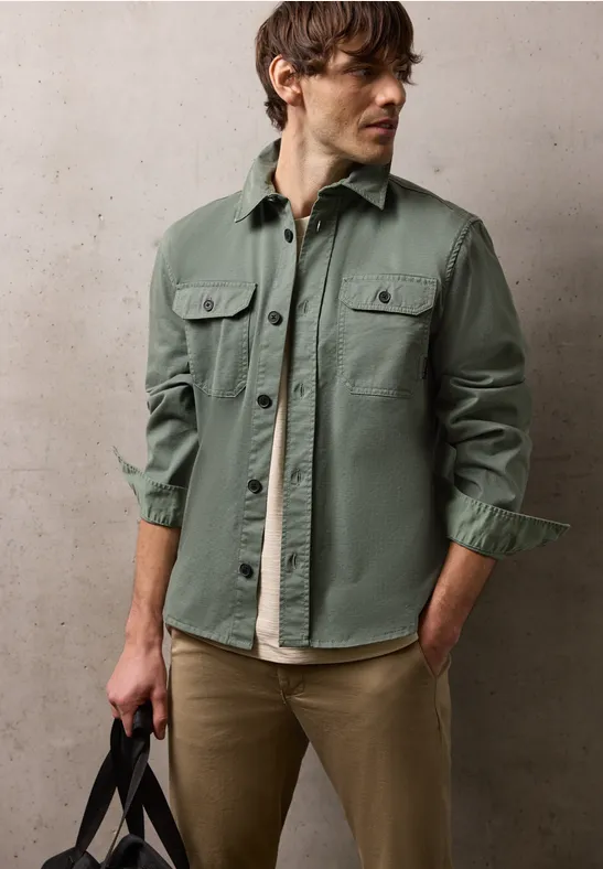 Overhemd geverfd dusty mint