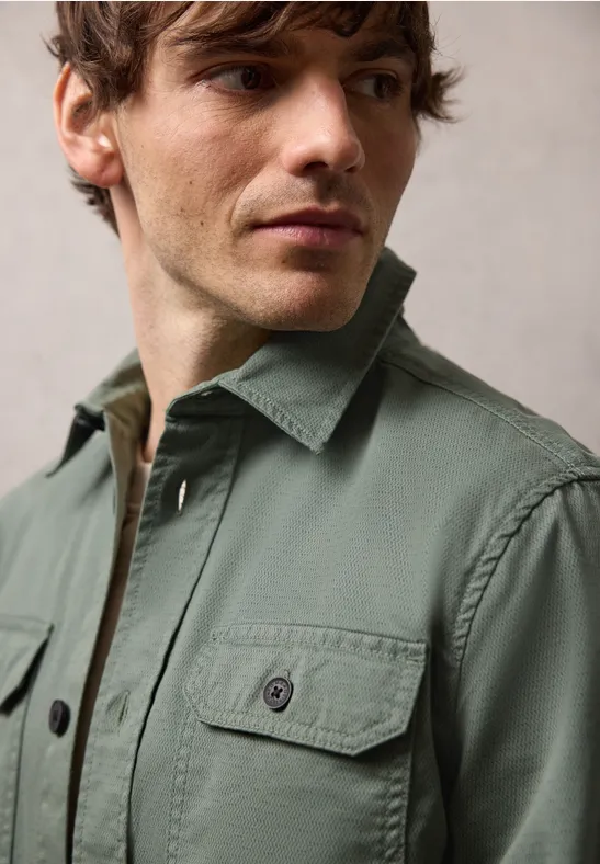 Overhemd geverfd dusty mint