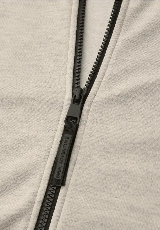 Jas met opstaande kraag in gemêleerde look white sand