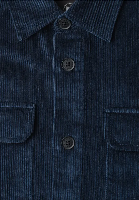 Corduroy overshirt met borstzakken nightsky blue