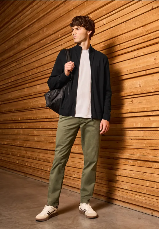 Cardigan basique avec fermeture éclair Black