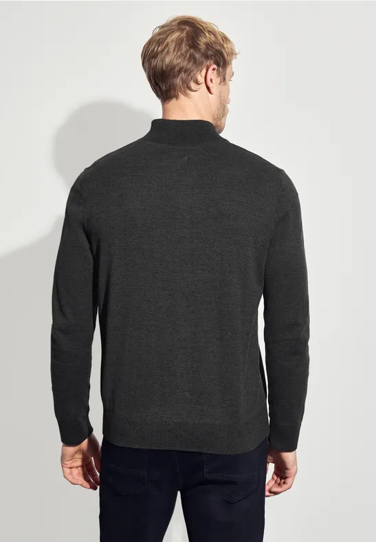 Basic kardigan z zamkiem błyskawicznym anthra grey melange