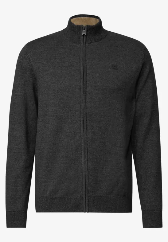 Basic kardigan z zamkiem błyskawicznym anthra grey melange
