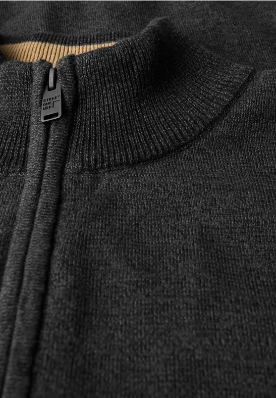Basic kardigan z zamkiem błyskawicznym anthra grey melange