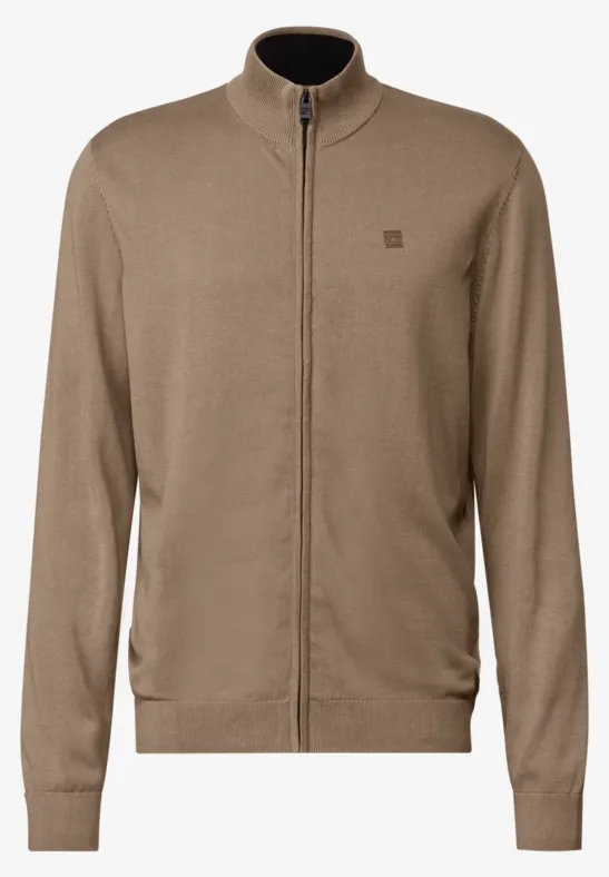 Basic kardigan z zamkiem błyskawicznym dull brown