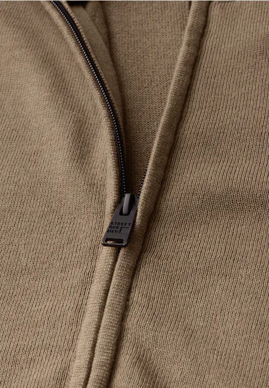 Basic kardigan z zamkiem błyskawicznym dull brown