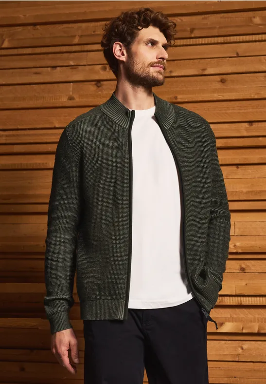 Strickjacke mit Zipper dark olive green
