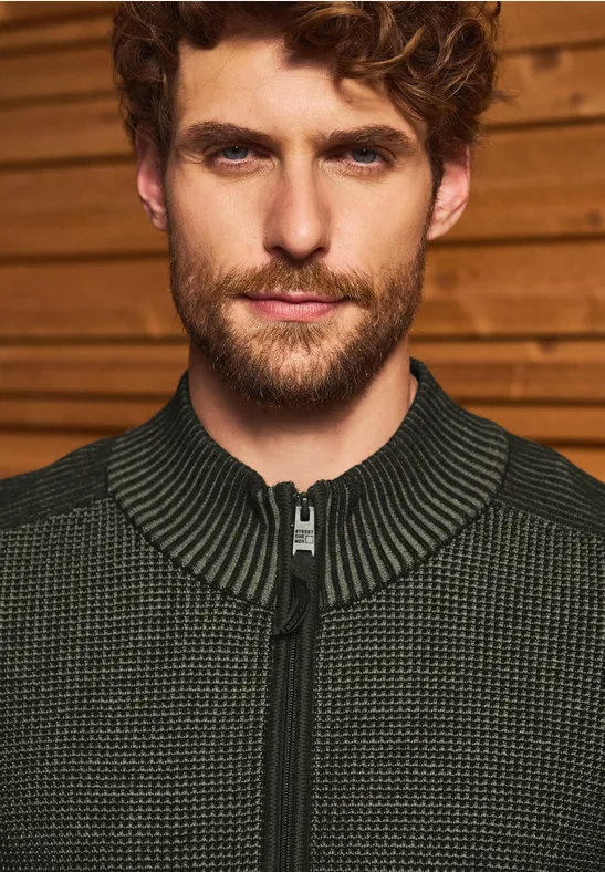 Strickjacke mit Zipper dark olive green